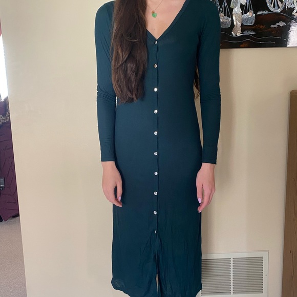 NWOT Lulu’s Green Cardigan Duster | Knit Midi Dress | Size XS - Picture 1 of 4